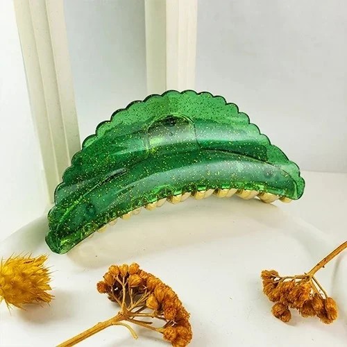 گلیپس زنانه اکلیکی نیمه شفاف طرح هلالی دندانه طلایی