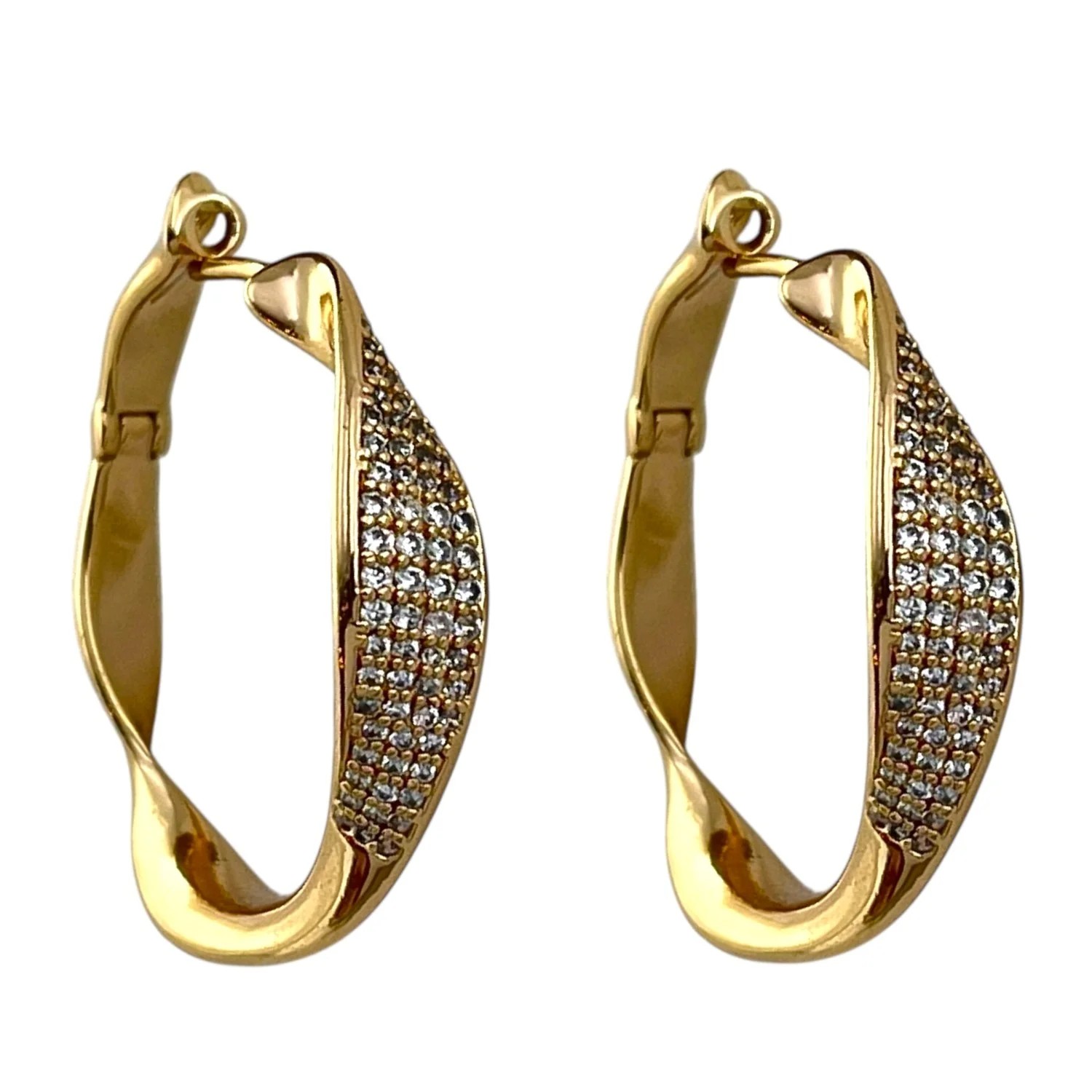گوشواره زنانه حلقه ای ژوپینگ پیچ طرح طلا