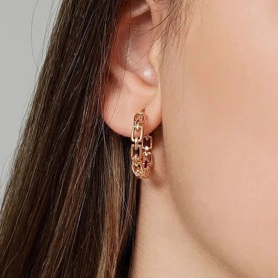 گوشواره حلقه‌ای زنانه طرح حلقه زنجیری برند ژوپینگ