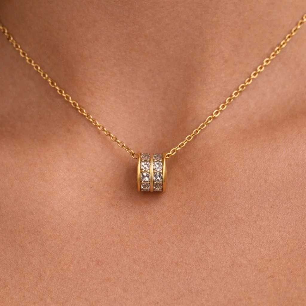 گردنبند زنانه ژوپینگ طرح حلقه نگین‌دار