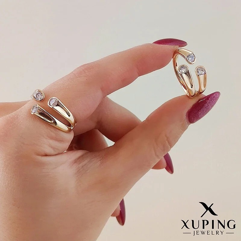 انگشتر مینیمال طرح بامبو با نگین ژوپینگ Xuping