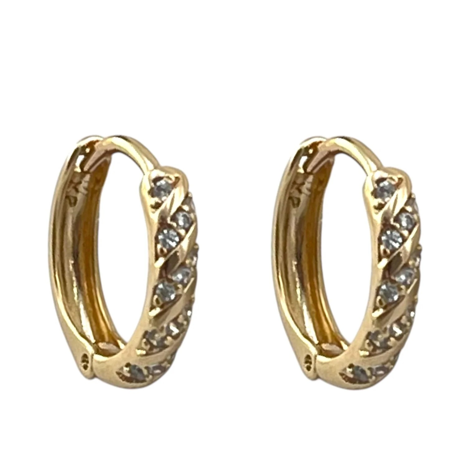 گوشواره حلقه ای زنانه طرح طلا نگین دار ژوپینگ