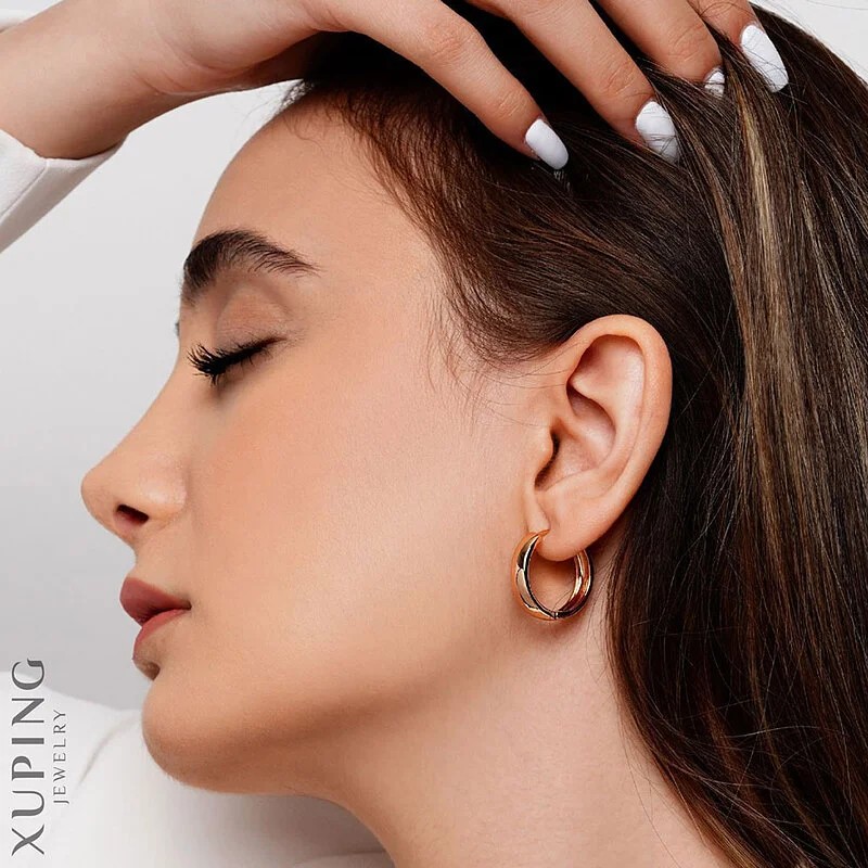 گوشواره حلقه ای آینه ای با طراحی خاص ژوپینگ Xuping