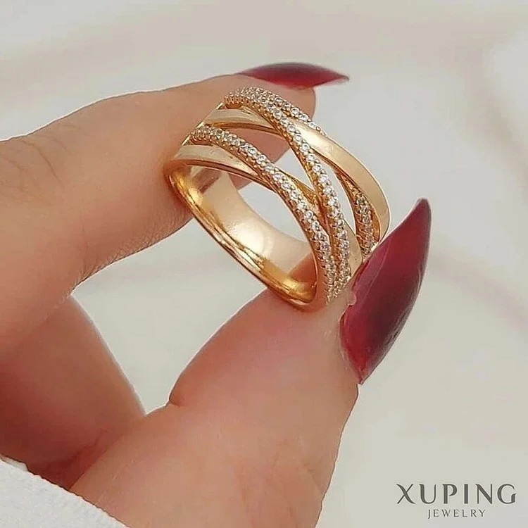 انگشتر زنانه طرح ضربدری نگیندار برند ژوپینگ