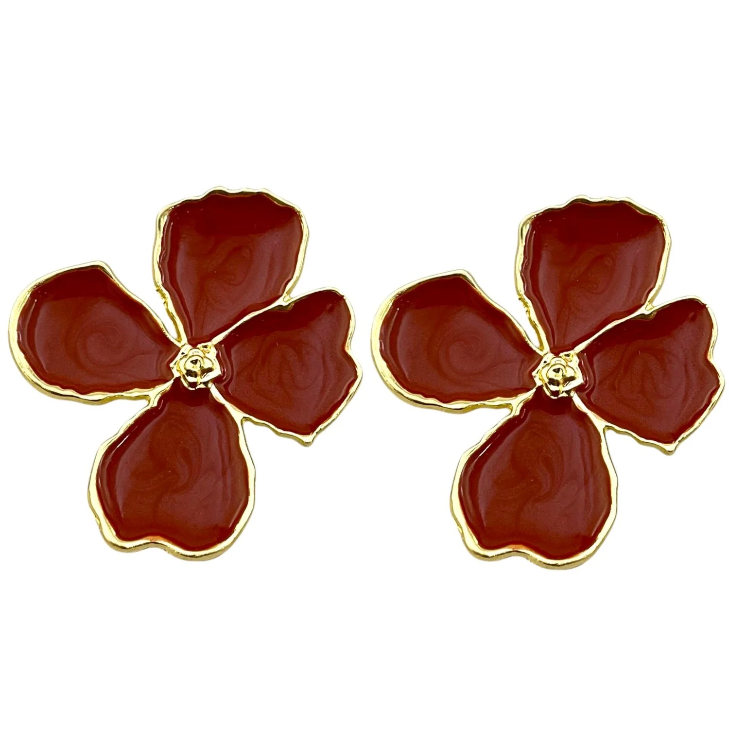 گوشواره طرح گل میناکاری زنانه