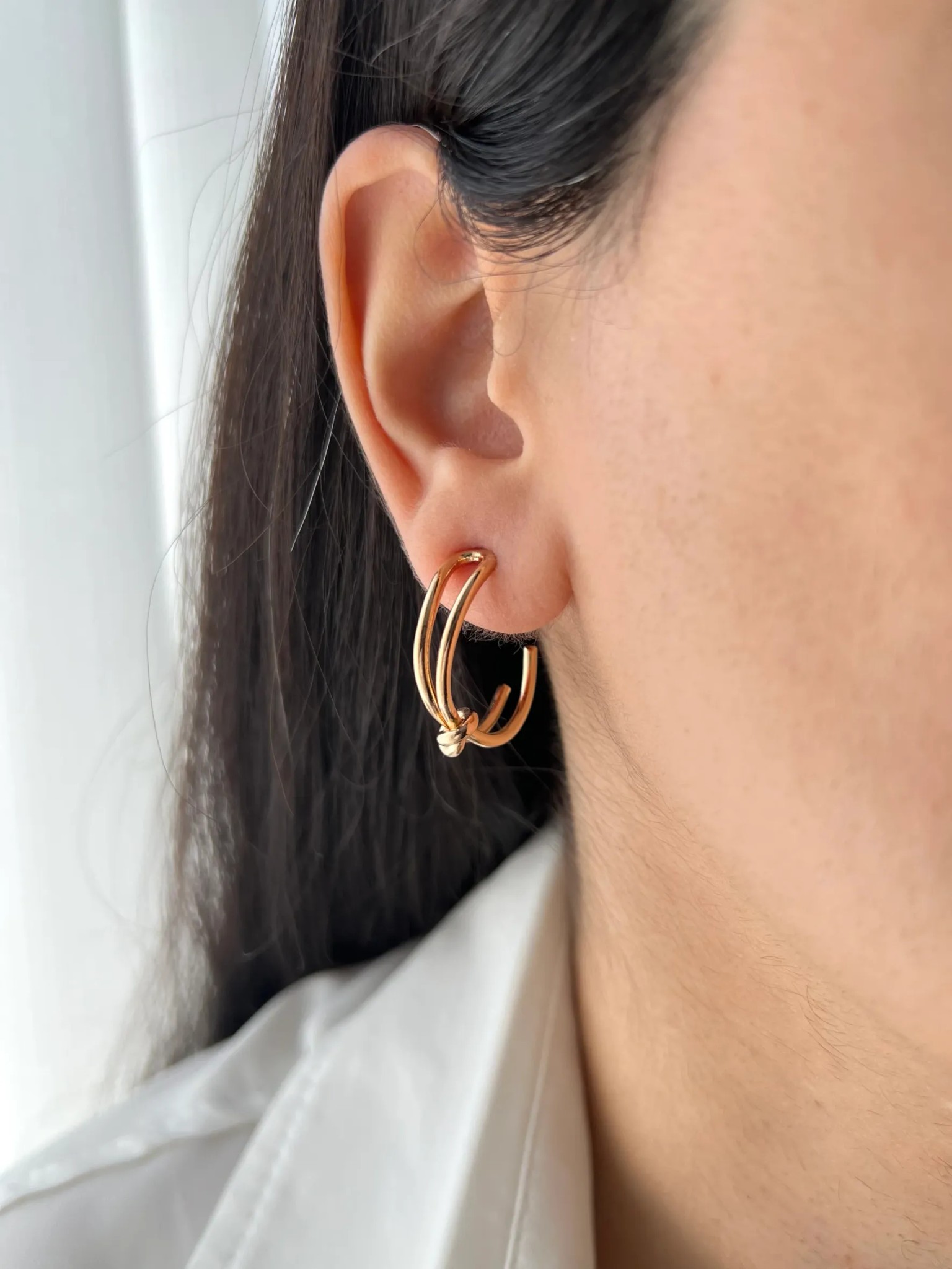 گوشواره حلقه ای ژوپینگ مدل گره ای با طراحی خاص و شیک