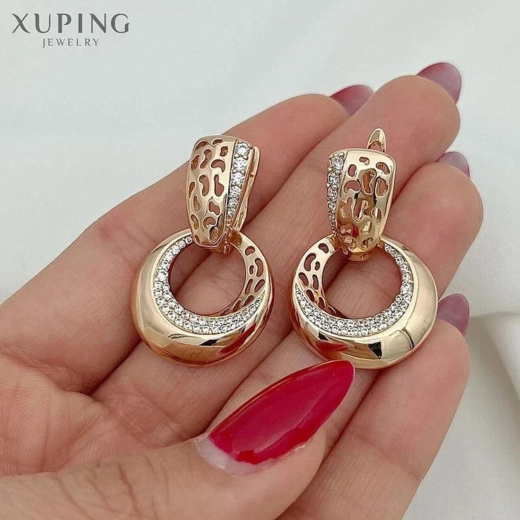 گوشواره آویز زنانه طرح مشبک درخشان نگیندار برند ژوپینگ