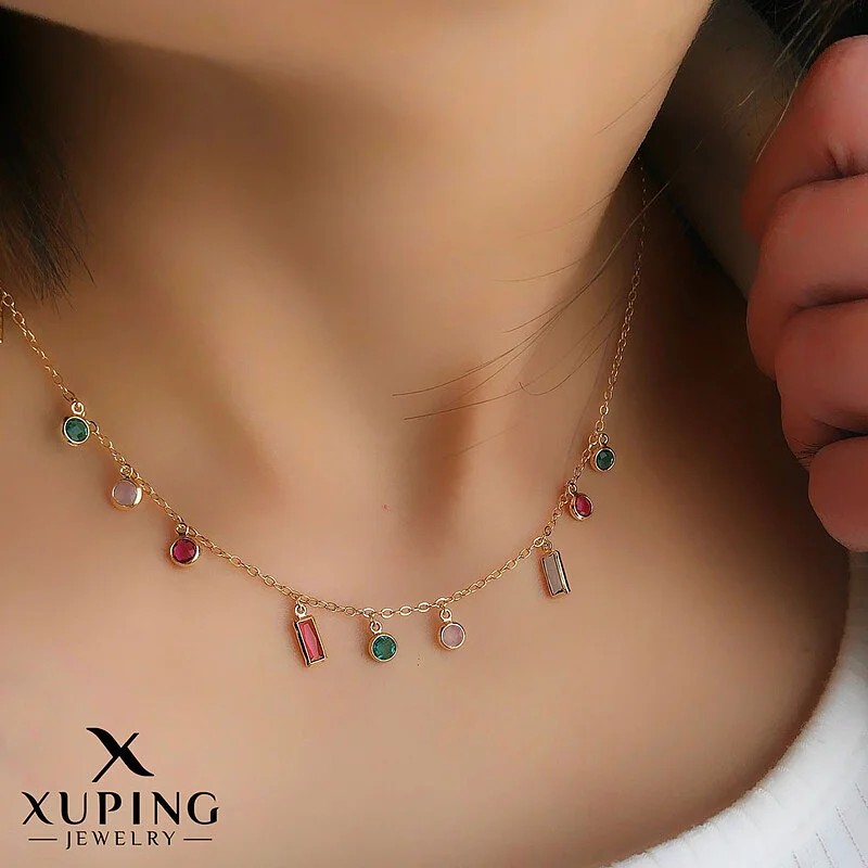 گردنبند آویزدار مولتی کالر ژوپینگ، درخشش رنگها با طراحی خاص Xuping