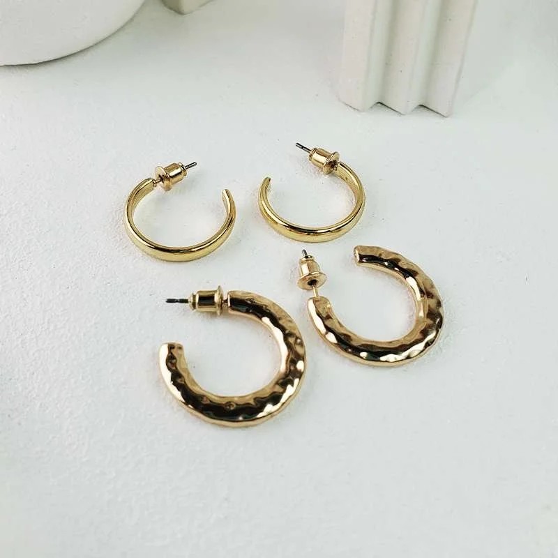 ست گوشواره حلقه ای زنانه طلایی شکوه حلقهها