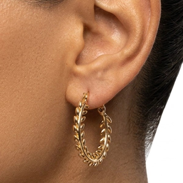 گوشواره حلقه ای زنانه طرح برگ ژوپینگ