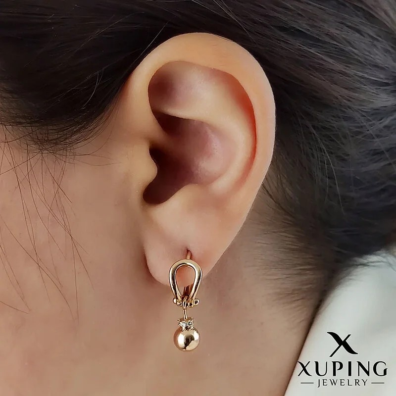 گوشواره حلقه ای آویز گوی نگین دار ژوپینگ، ظرافت در اوج سادگی