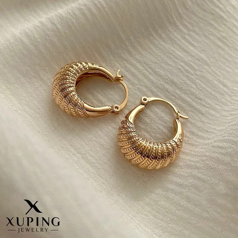 گوشواره حلقه ای کشکولی طرح طلا با روکش طلایی ژوپینگ